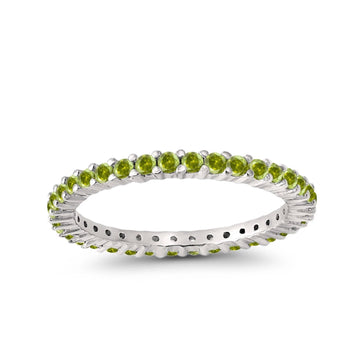 Full Eternity Wedding Round Simulated Peridot CZ Ring 925 Sterling Silver
